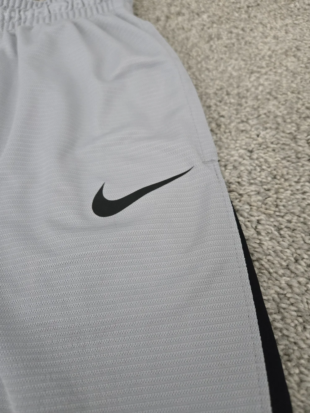 Nike Light Gray Athletic Shorts with Black Side Panels